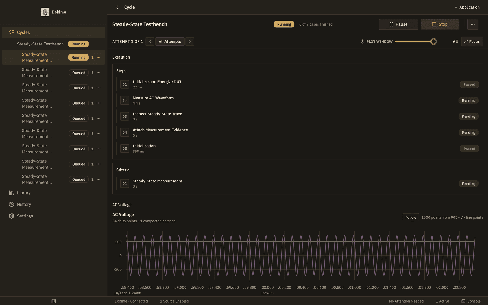 The Cycle screen of the Dokime desktop app.